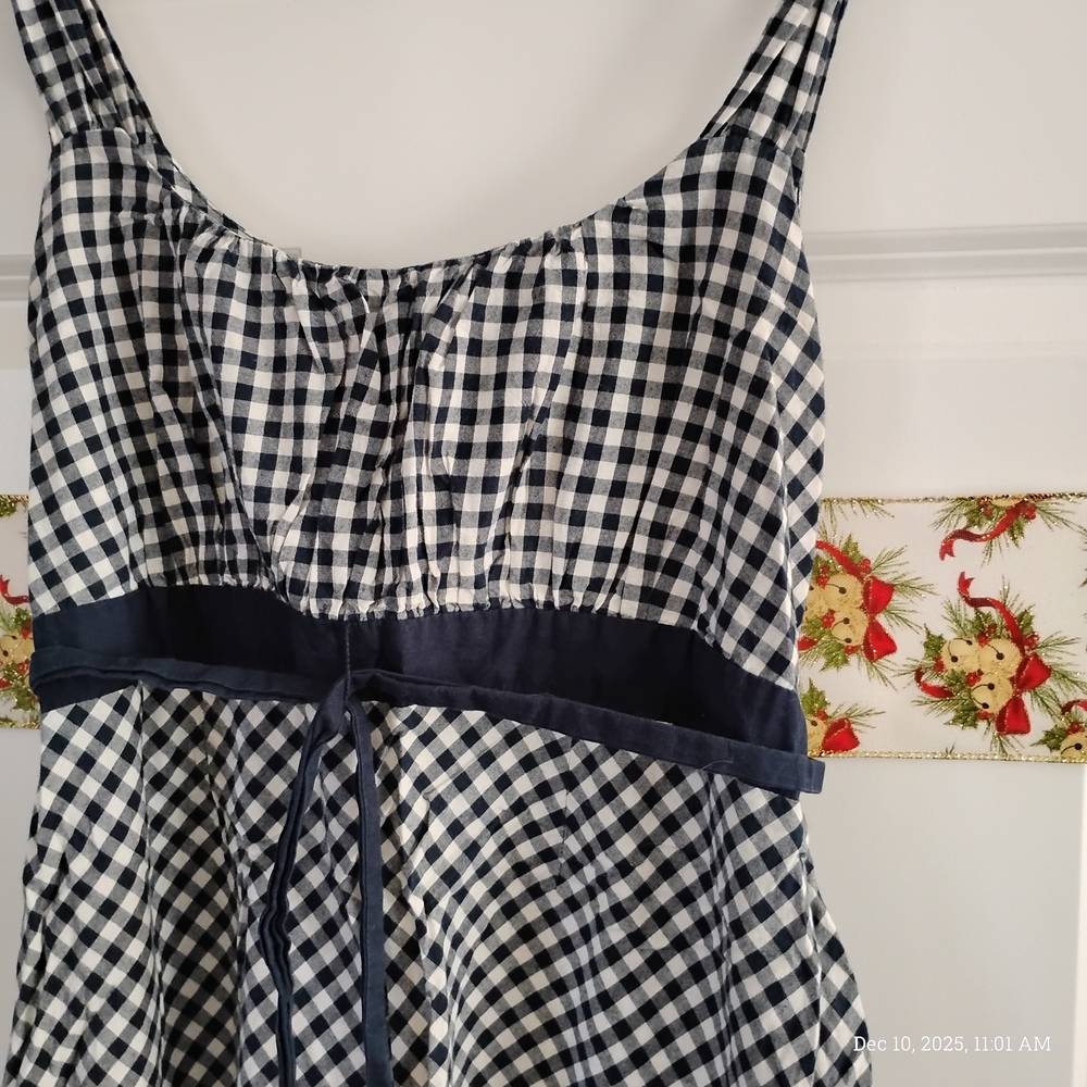 Motherhood Maternity Navy and White Checkered Top - Picture 2 of 7